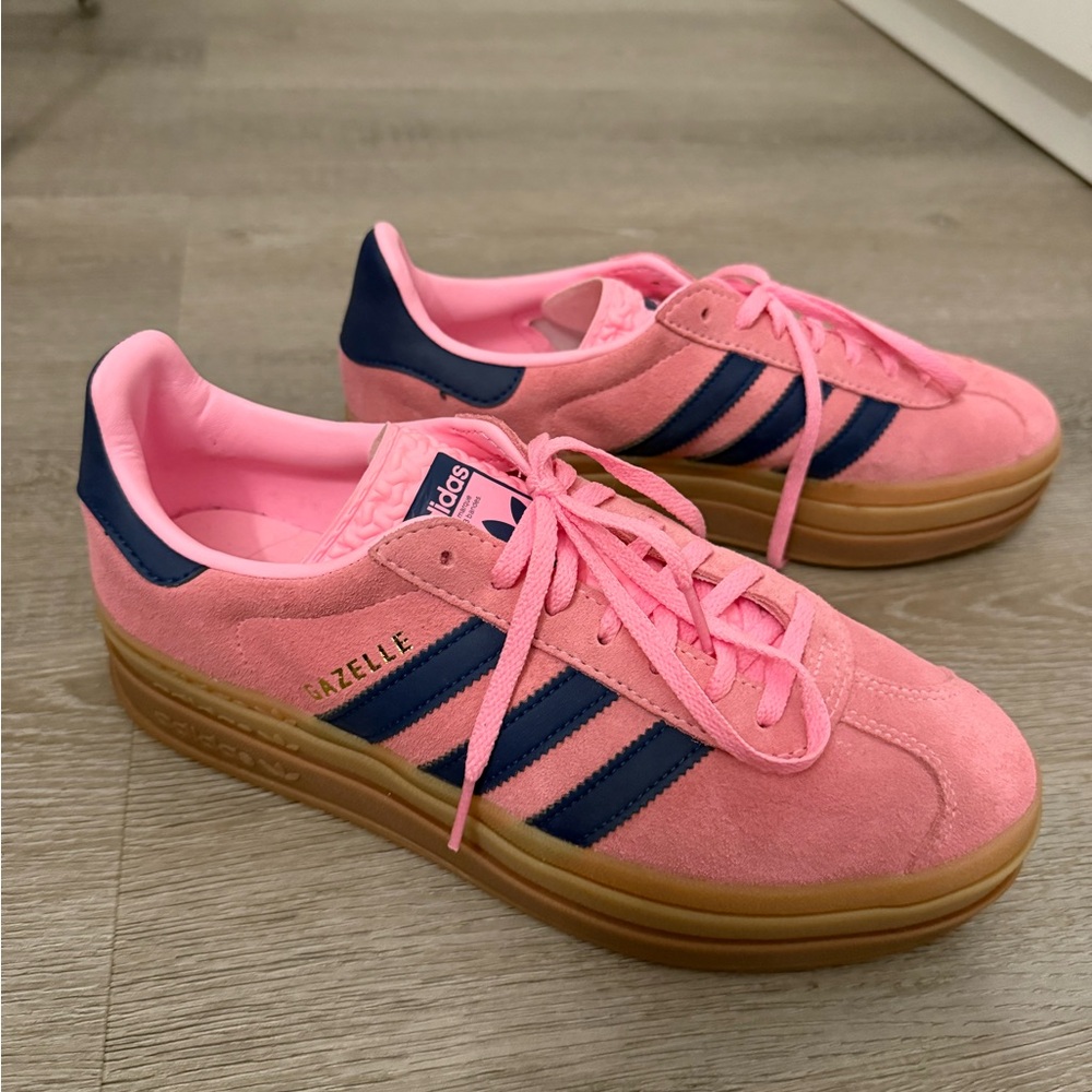 Adidas Gazelle Pink with Navy Stripes